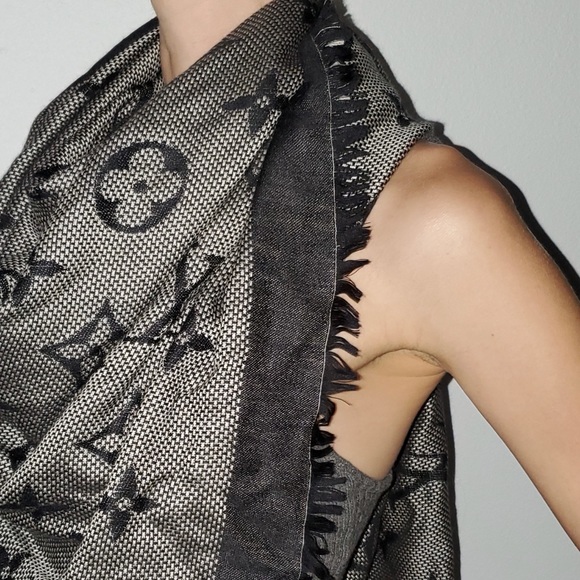 BRAND NEW LOUIS VUITTON COLLECTION NEO NATTÉ MONOGRAM SHAWL! SILK & WOOL - Picture 4 of 9